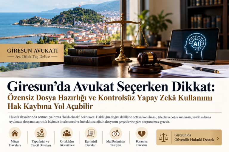 Giresun’da Avukat Seçerken Nelere Dikkat Edilmeli? Özensiz Dosya Hazırlığı ve Kontrolsüz Yapay Zekâ Kullanımının Riskleri